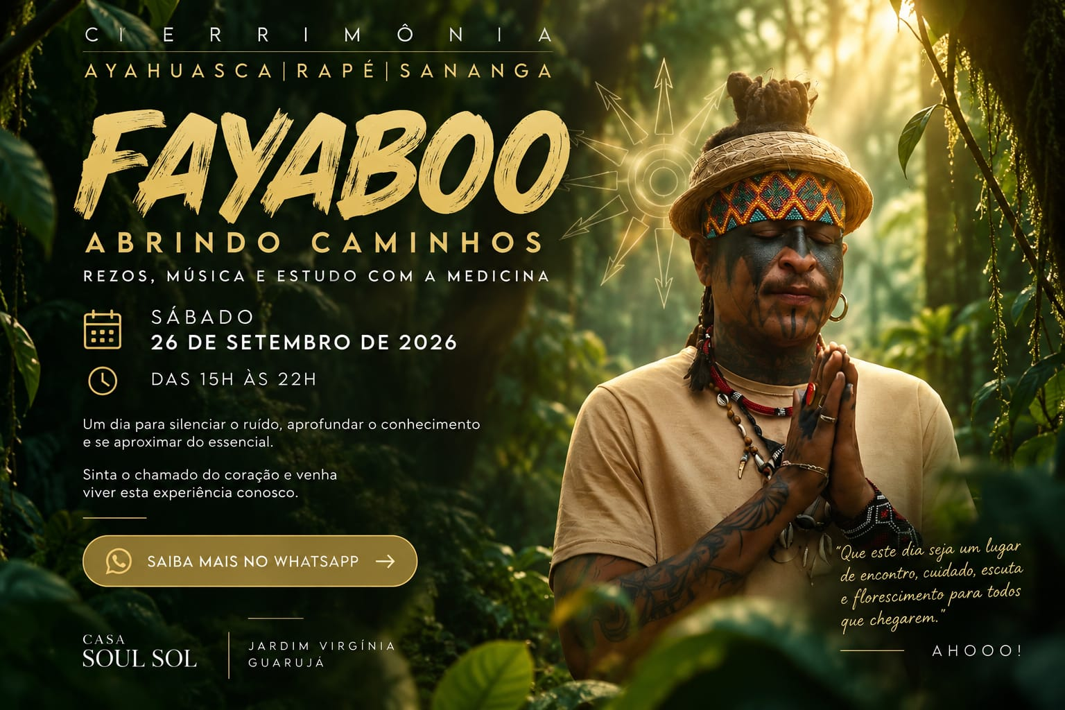 Cartaz original de divulgação do encontro FAYABOO — Abrindo Caminhos