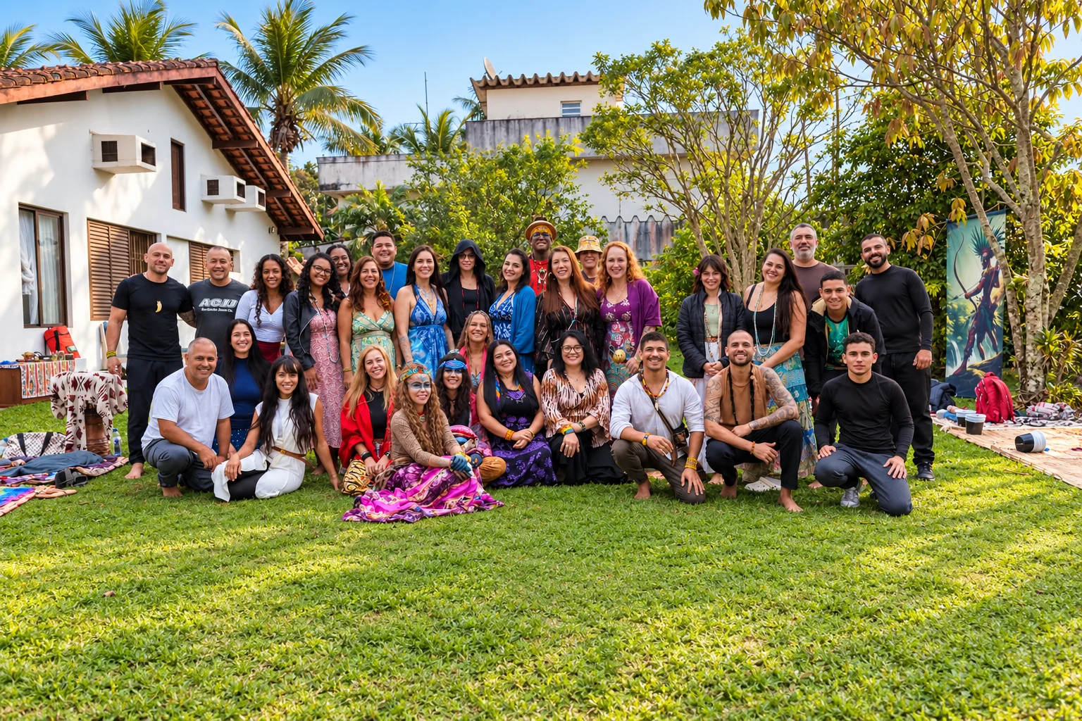 Grupo reunido no jardim da Casa Soul Sol